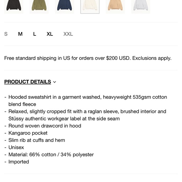 NWT Stussy Workgear Natural Hoodie Sweatshirt - Picture 7 of 7